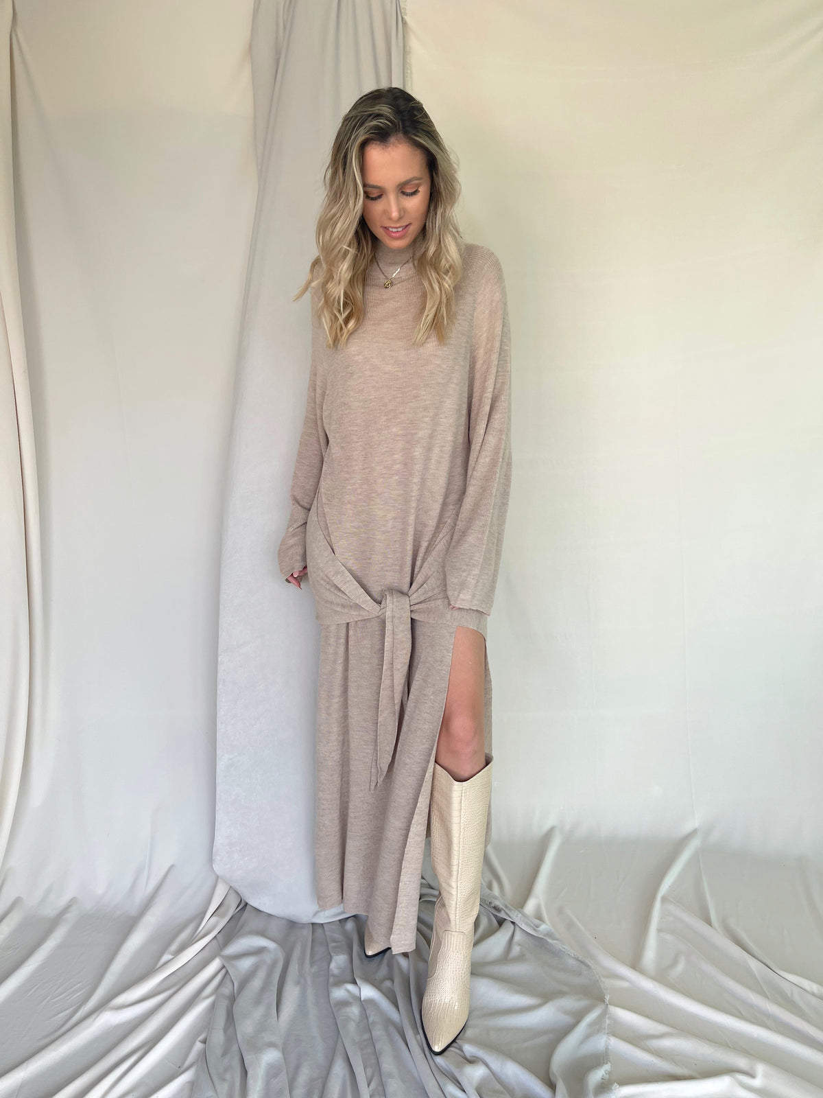 FEENY SWEATER DRESS TAUPE