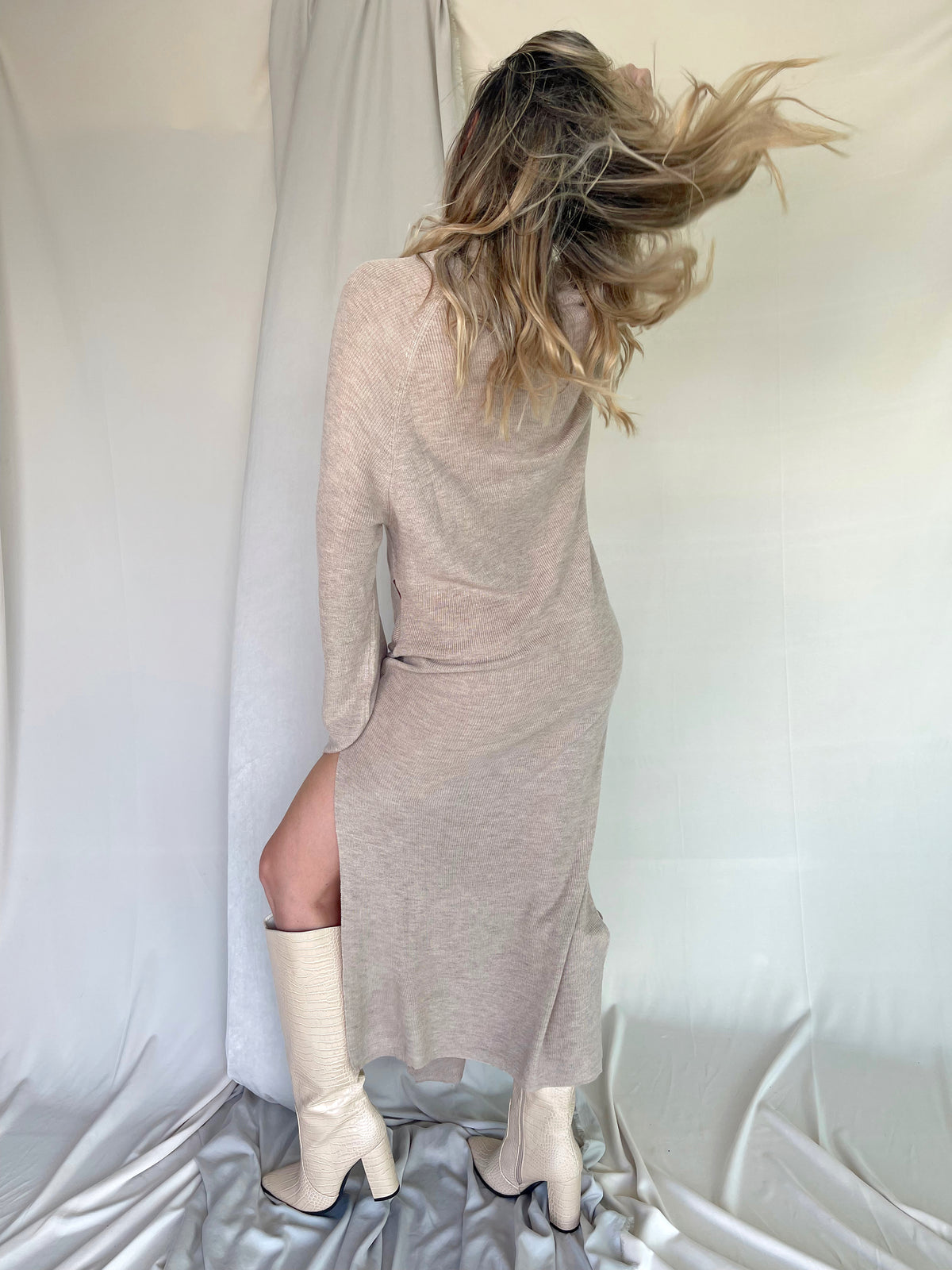 FEENY SWEATER DRESS TAUPE