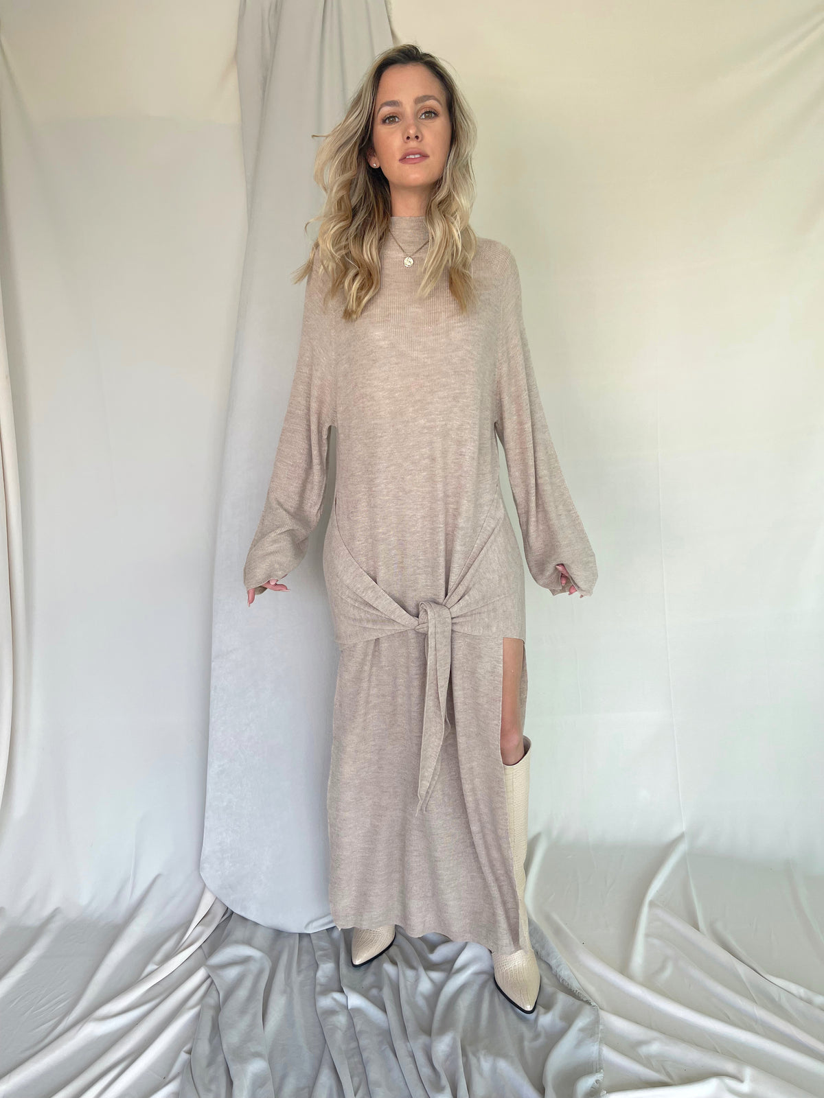 FEENY SWEATER DRESS TAUPE