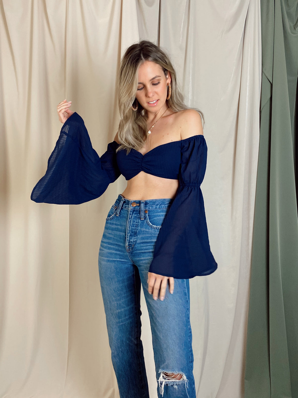 VICTORIA NAVY SET TOP