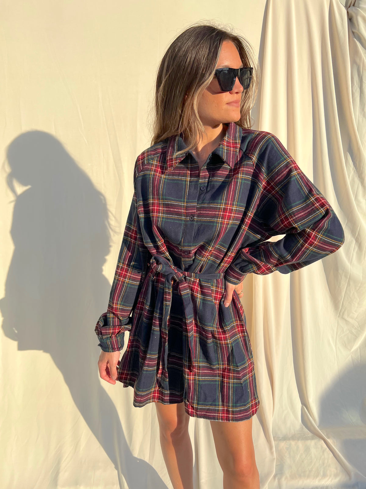 DONATELLA NAVY PLAID DRESS