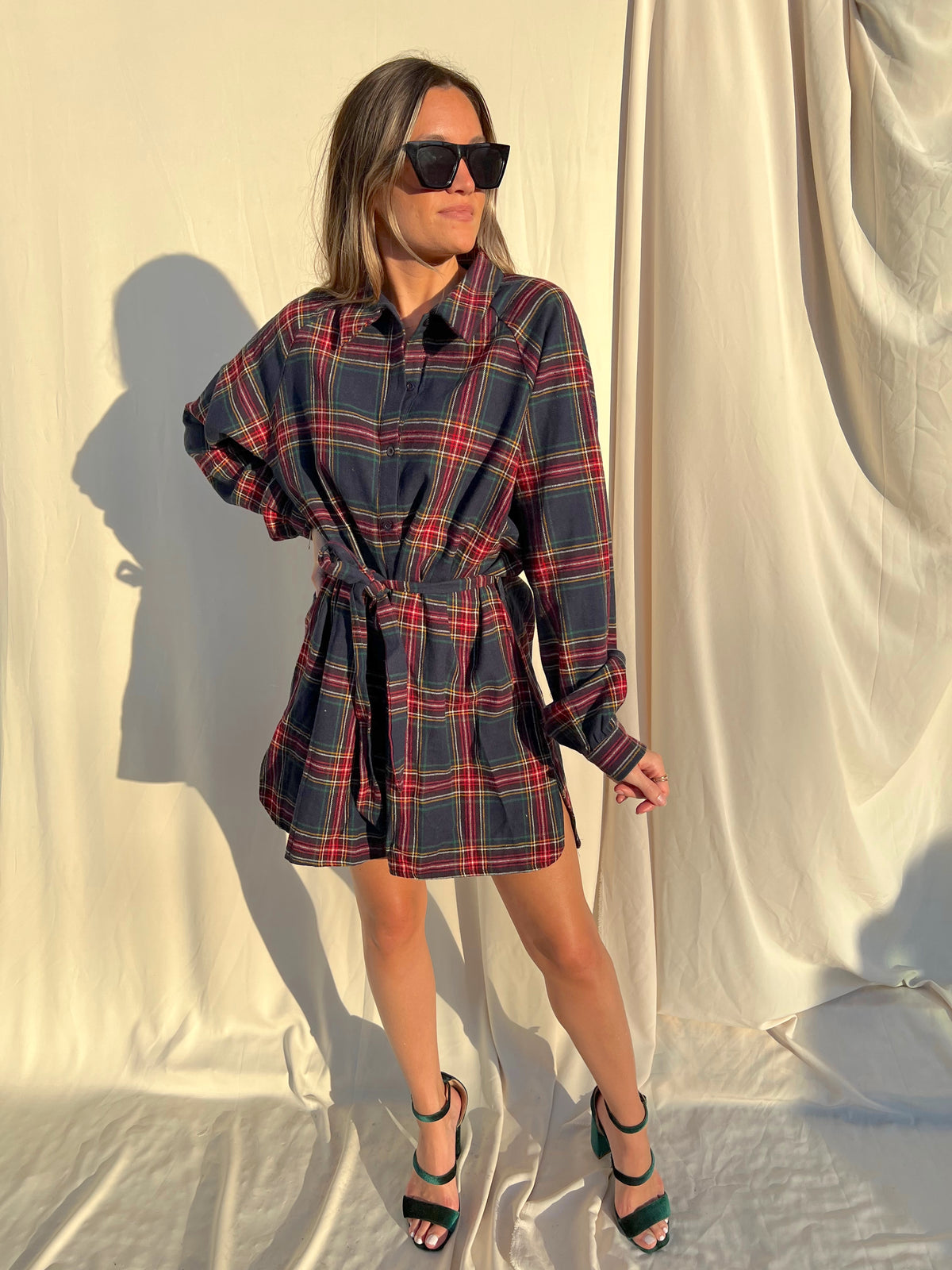 DONATELLA NAVY PLAID DRESS