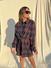 DONATELLA NAVY PLAID DRESS