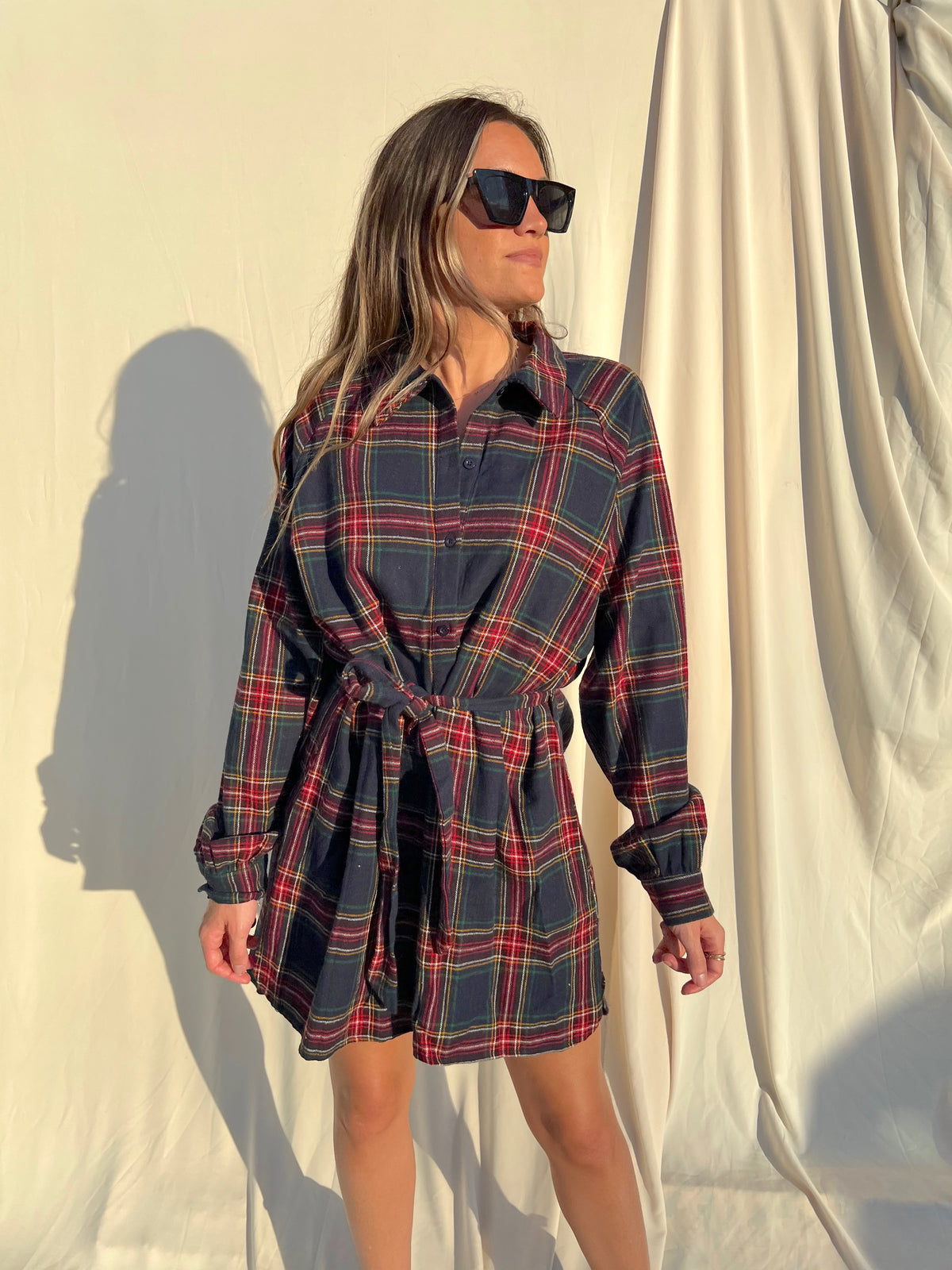 DONATELLA NAVY PLAID DRESS